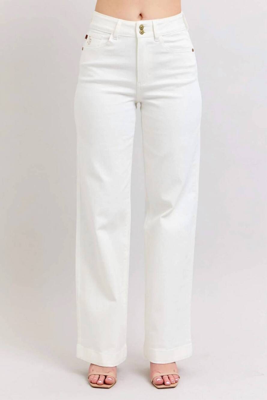 NEW JUDY BLUE high waist double button waistband & coin pocket embroidery jeans